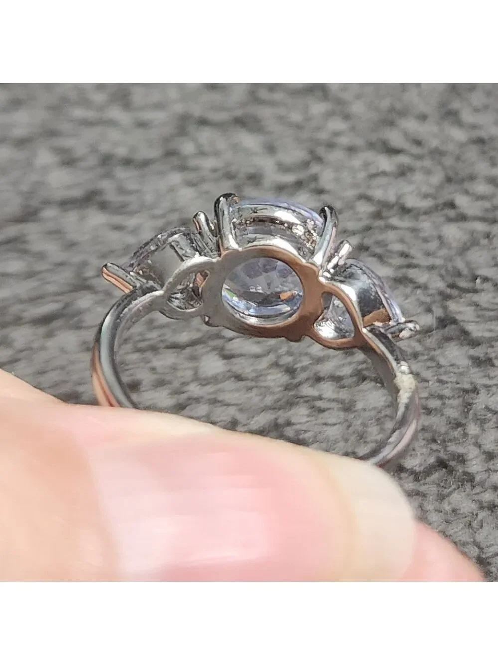 Silvertone and Ice Blue Gemstone Ring